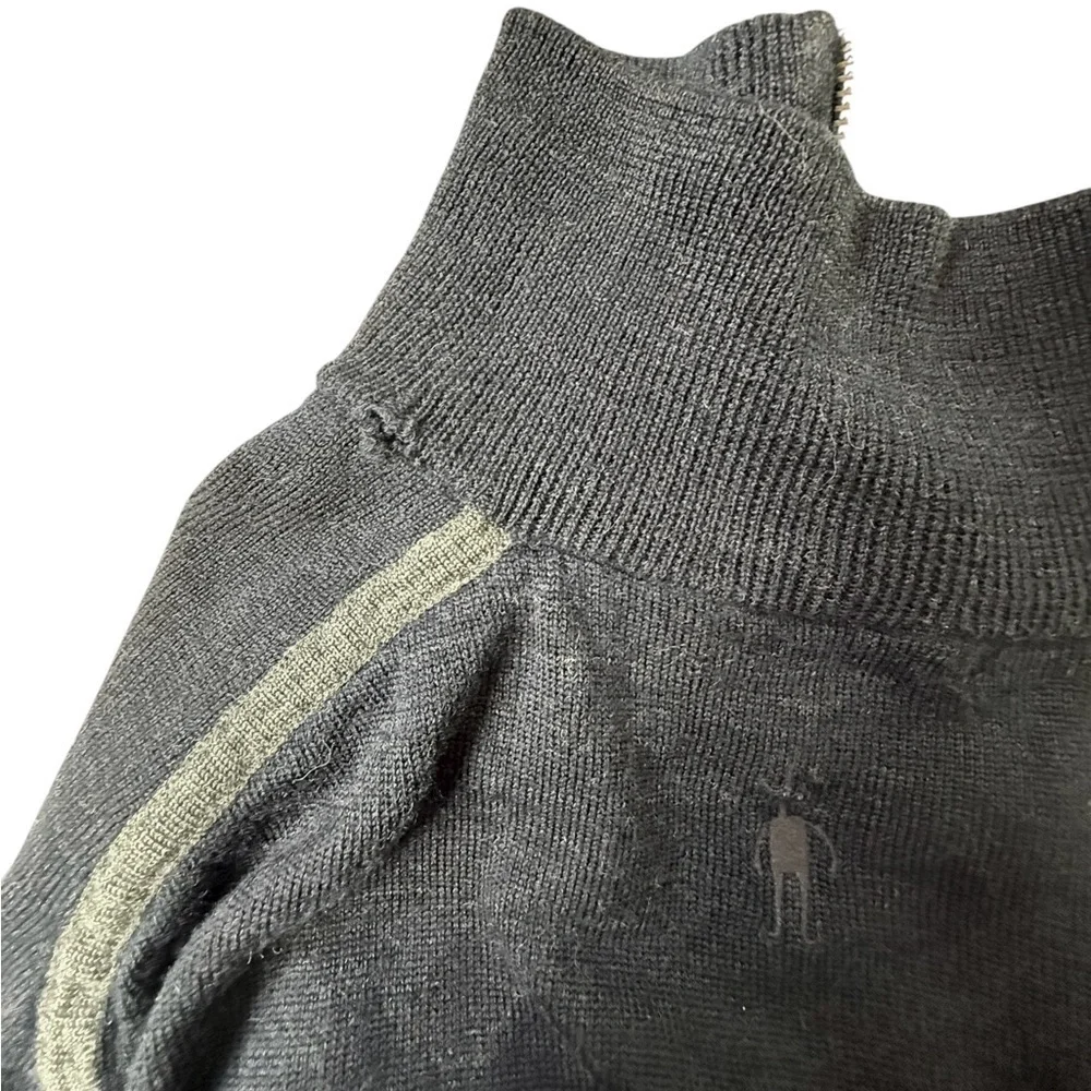 Smartwool Men’s 1/4 Zip Sweater Navy &Gray Size Medium Merino Wool Blend *Read